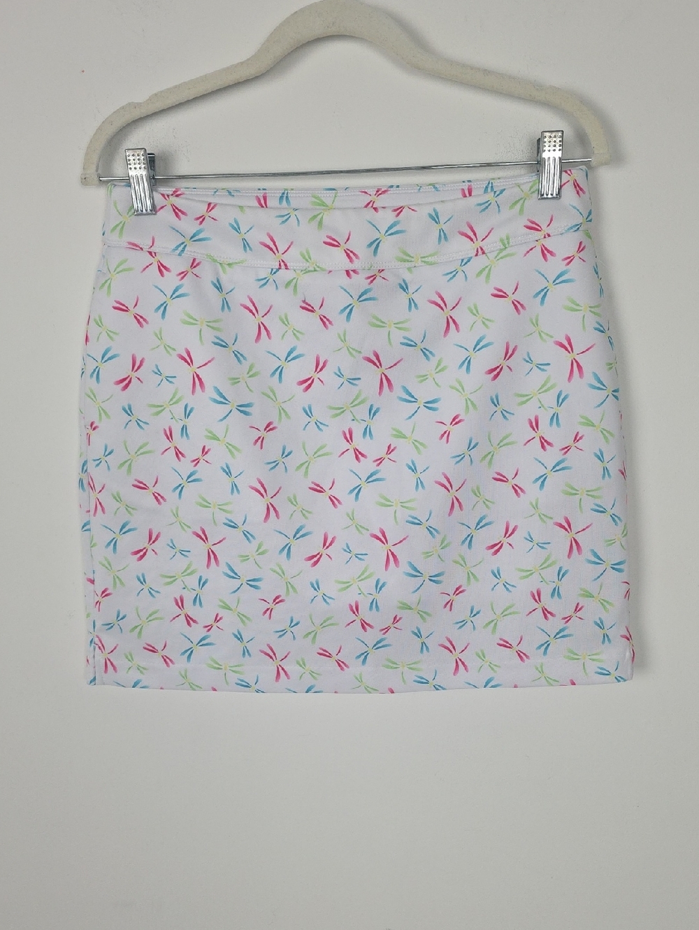 White Floral-Print Skort with Pink & Blue Accents